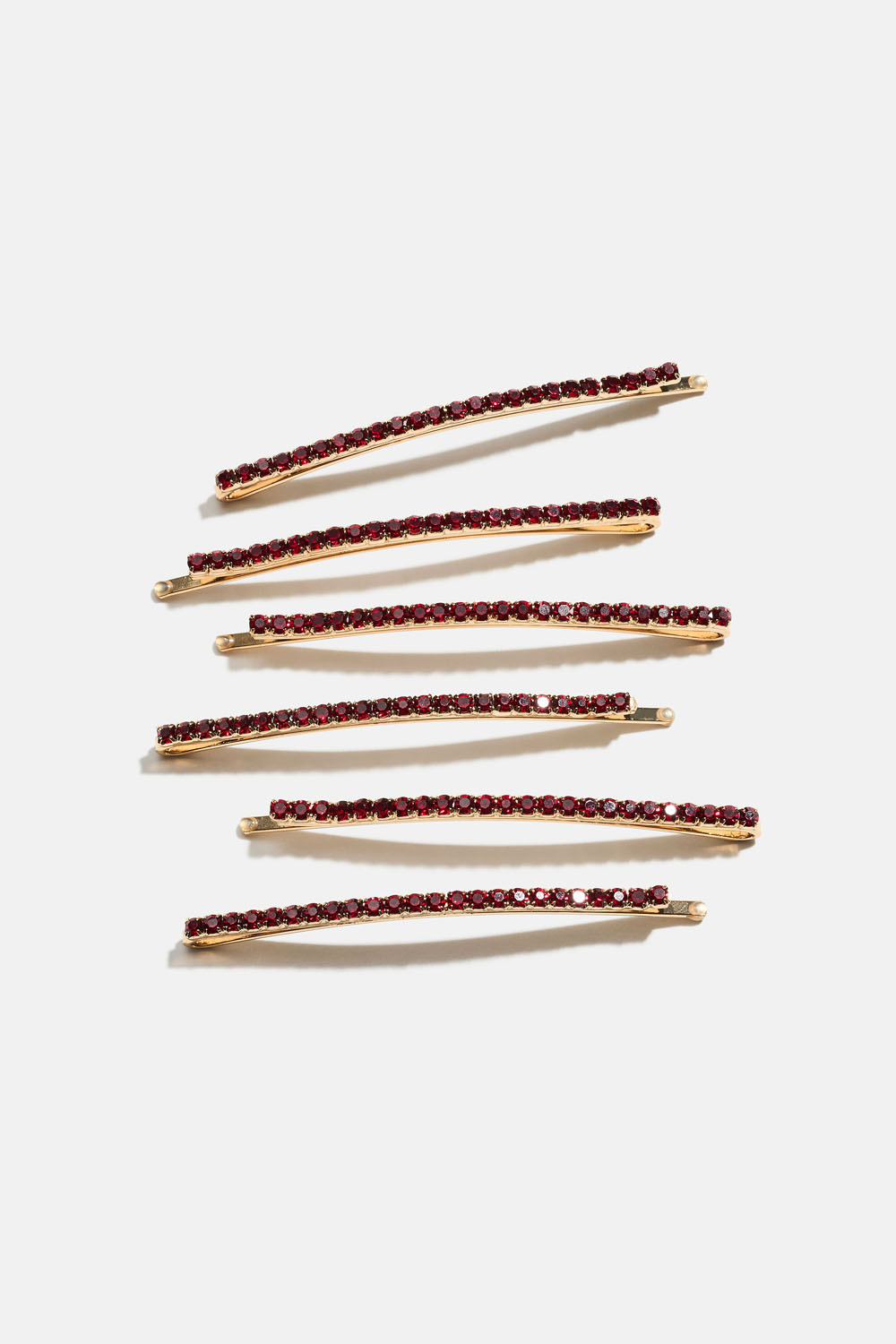 Hårspænder med rød similisten, 6-pak