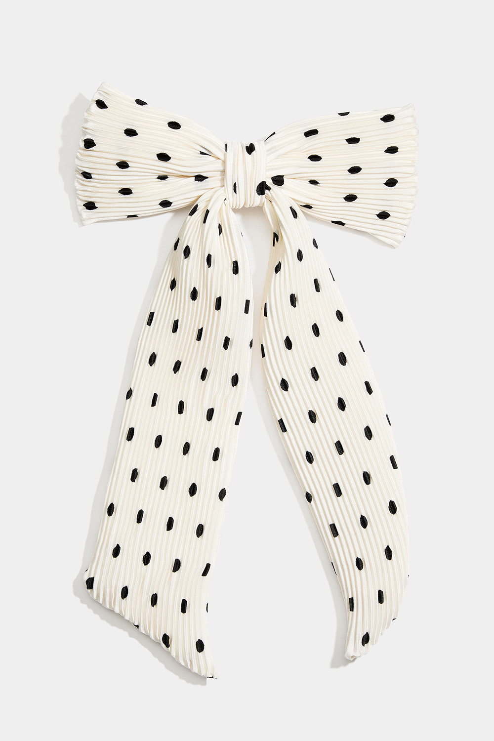Hårspænde med hvid plisseret sløjfe med prikker