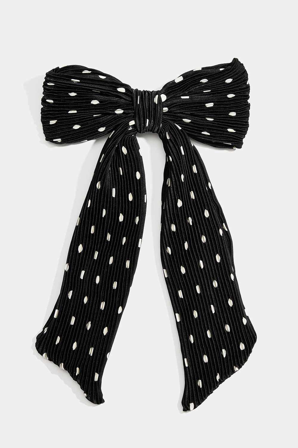 Hårspænde med sort plisseret sløjfe med prikker