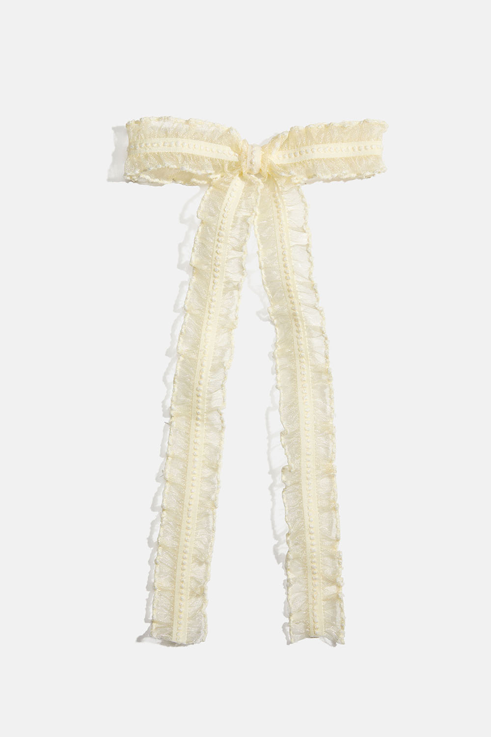 Lysegult hårspænde med organzasløjfe 