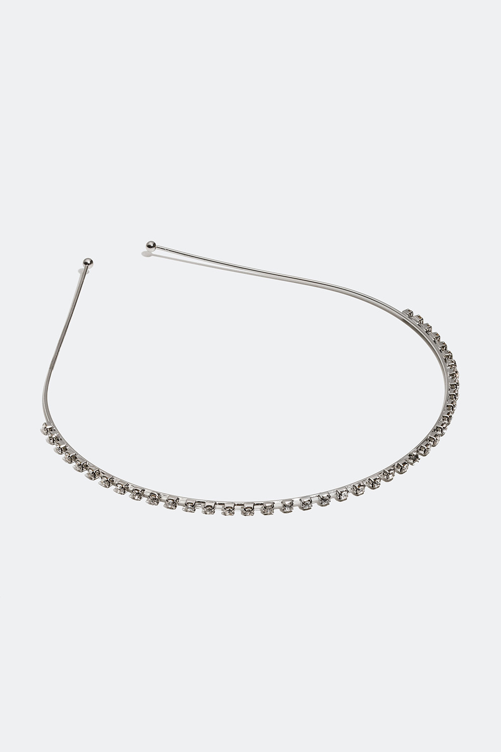 Sølvfarvet diadem med glassten