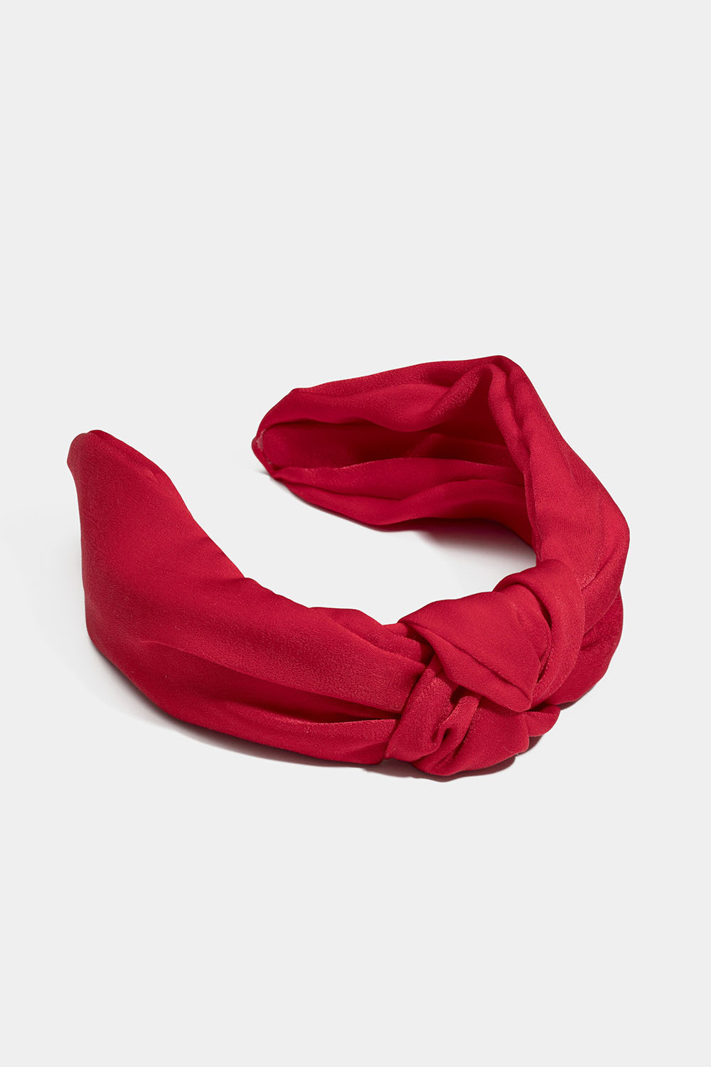 Rød hårbøjle i imiteret silke med knude