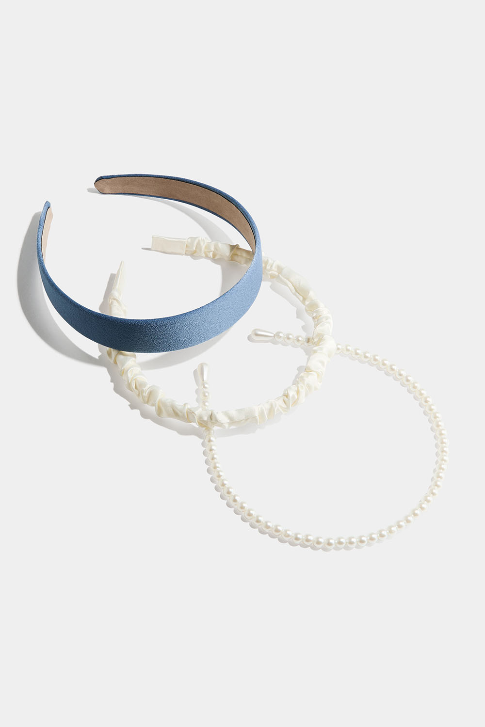 3-pak hårbøjler, blå og hvid