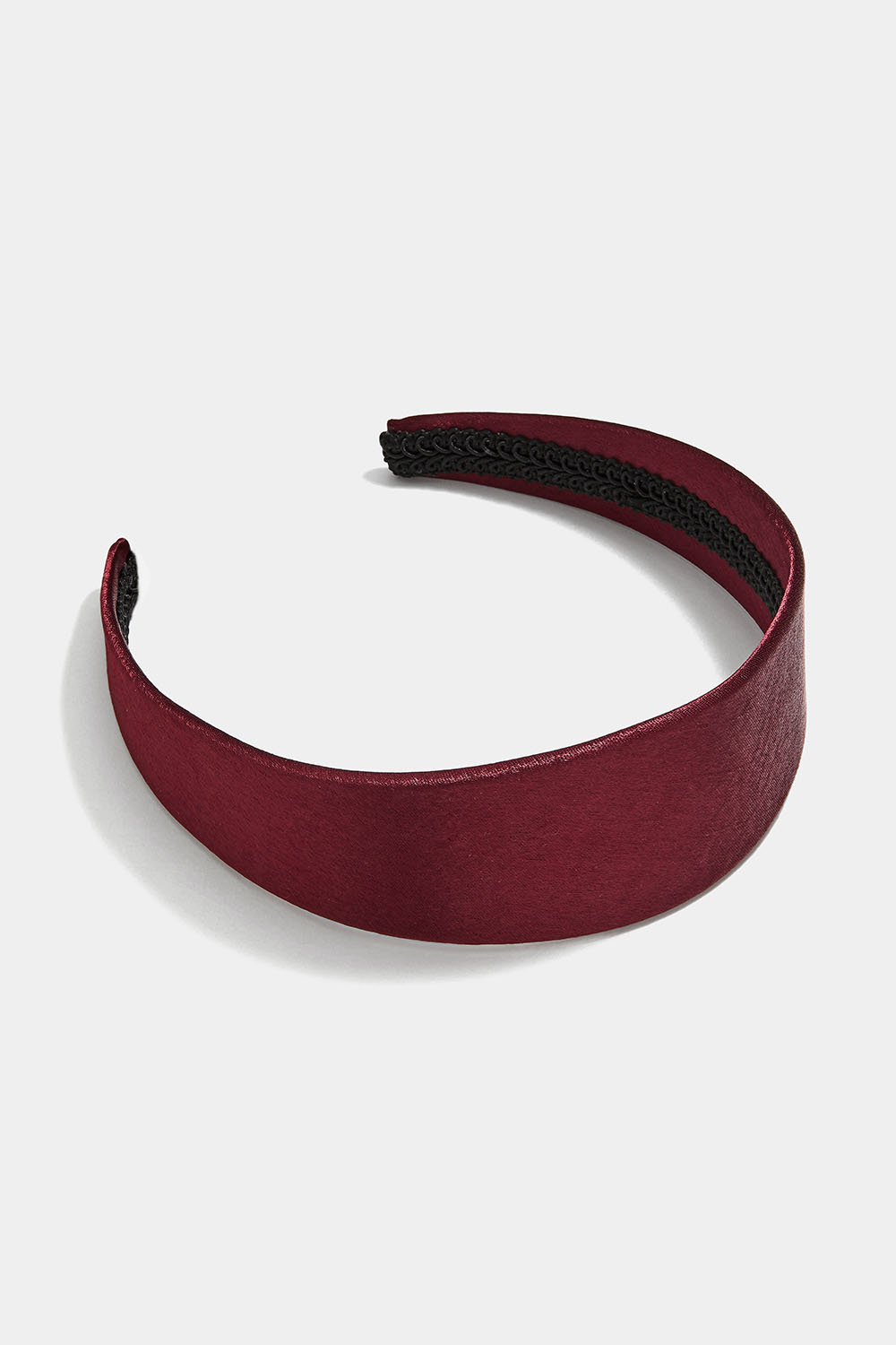 Vinrød hårbøjle i imiteret silke