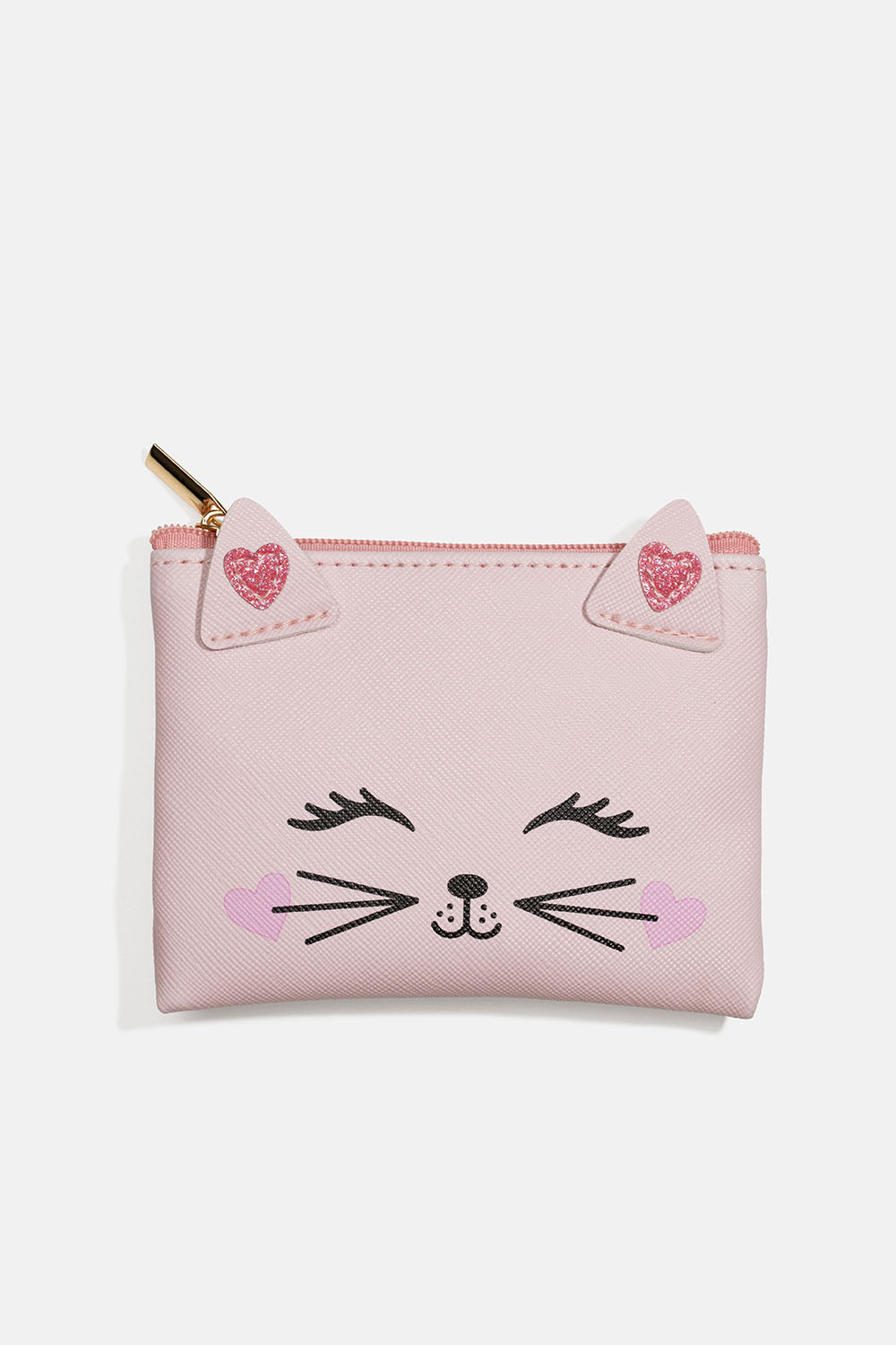 Lyserød pung med kattemotiv