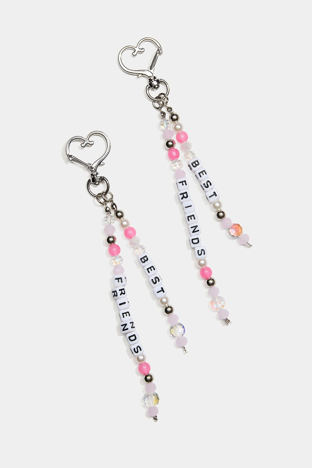 BFF-nøgleringe med lyserøde perler, 2-pak