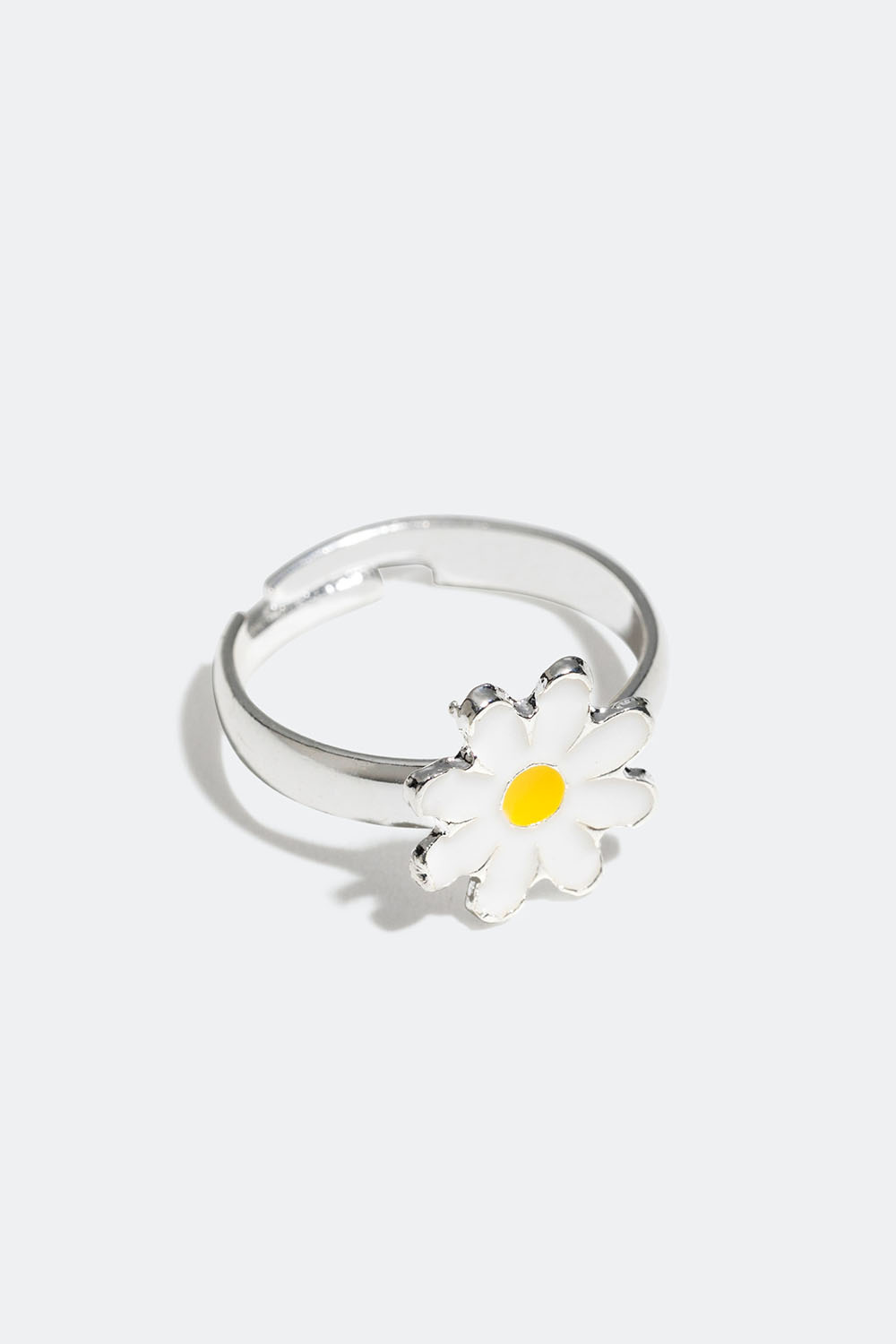 Justerbar ring med hvid blomst
