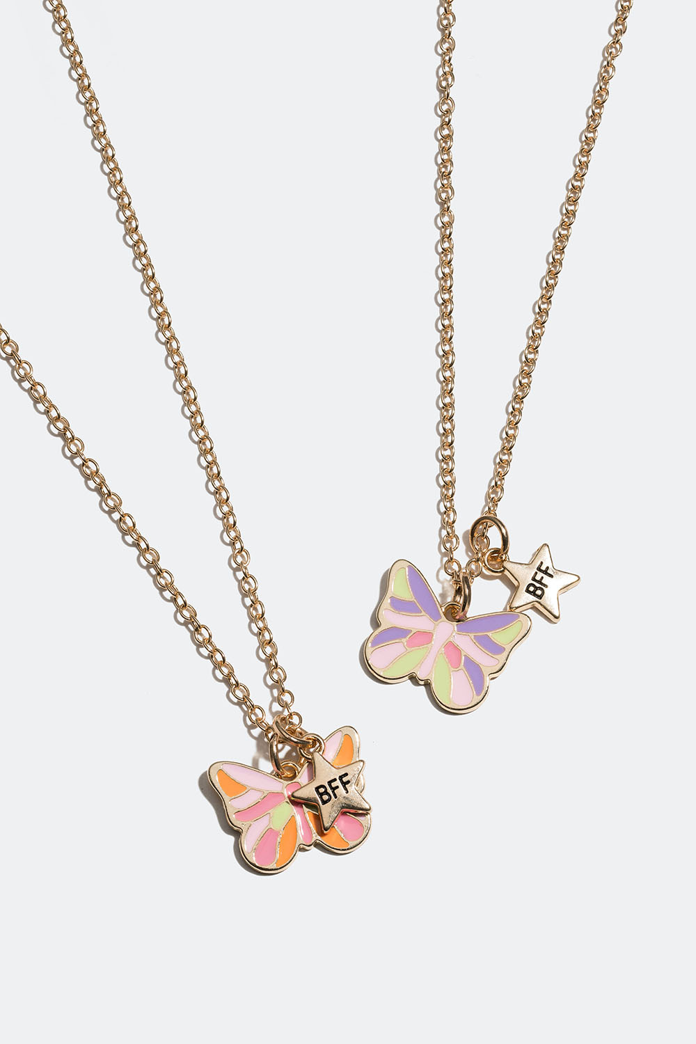 Bedste venner-halskæde med sommerfugle, 2-pak