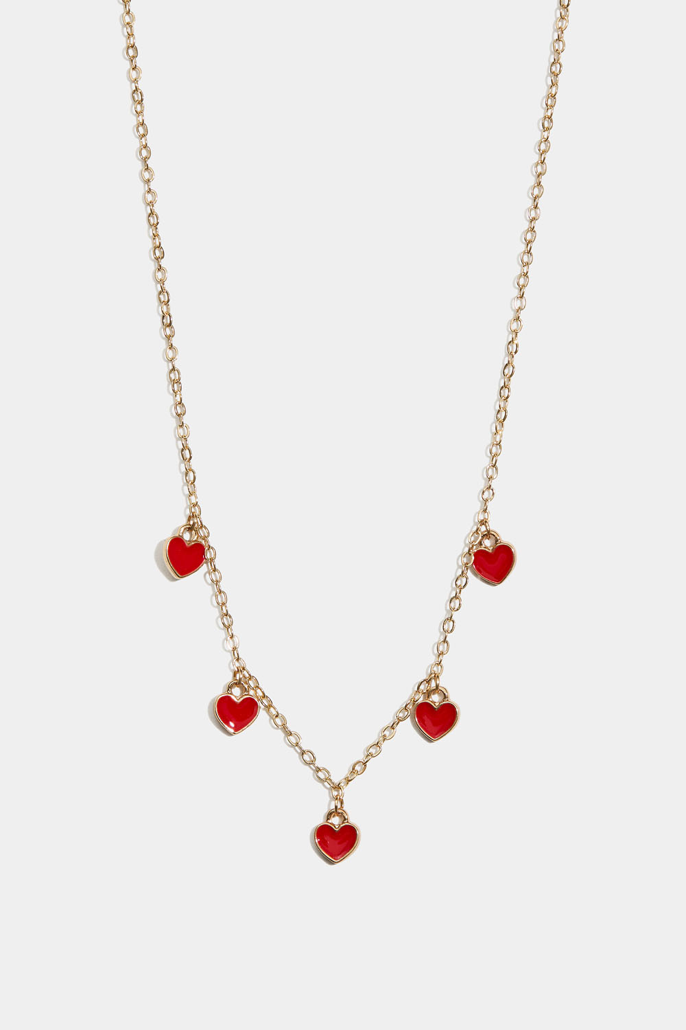Halskæde til børn med fem røde hjerter