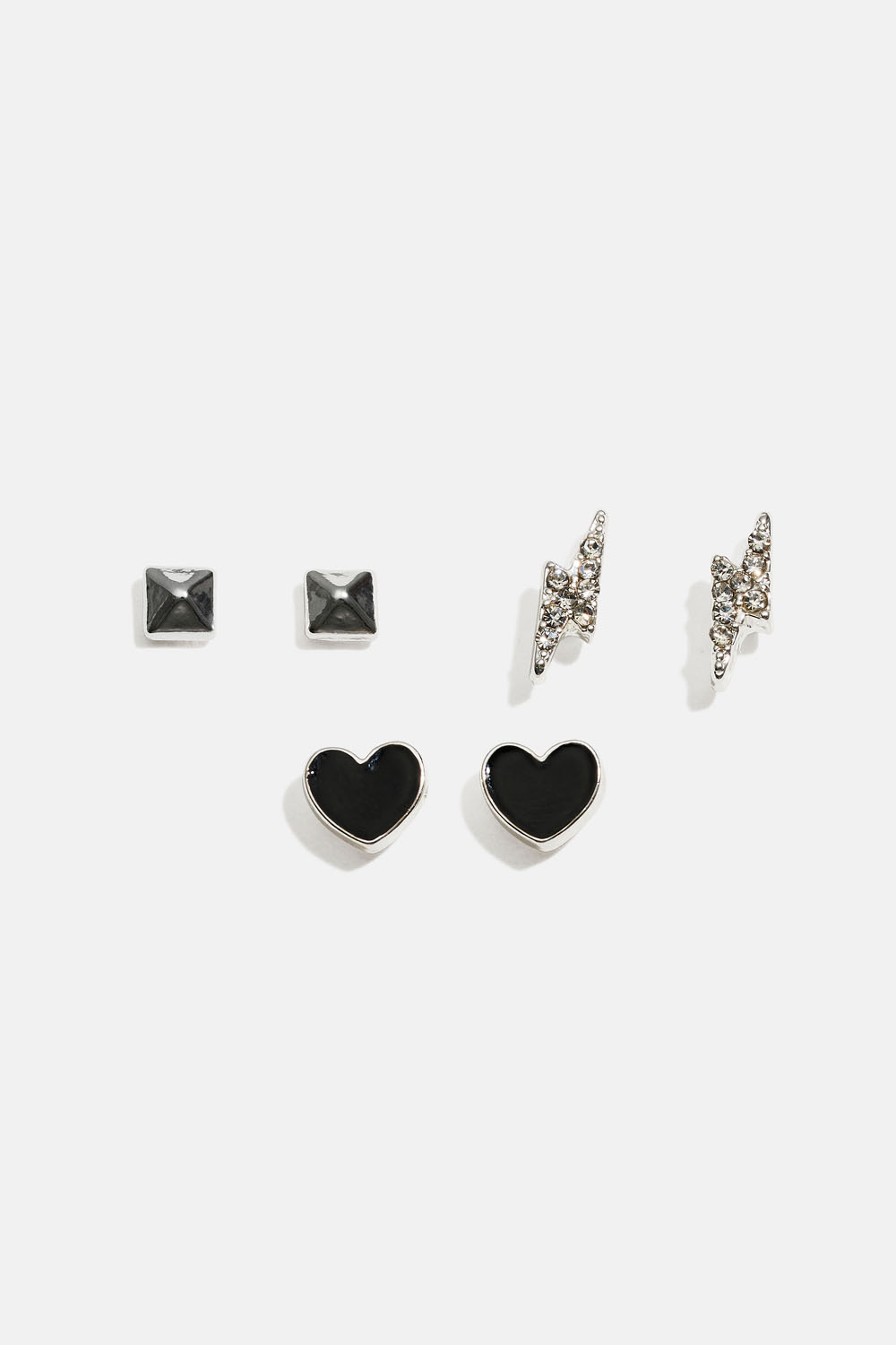 Ørestikker med nitter, lyn og hjerter, 3-pak