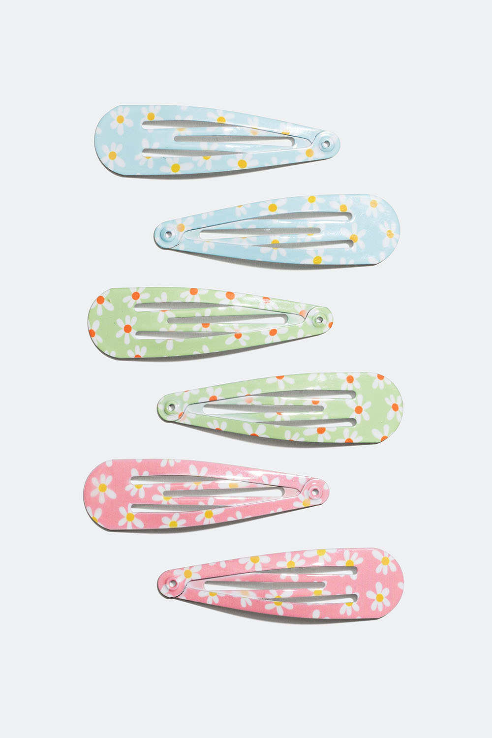 Hårspænder i forskellige farver med blomstermønster, 6-pak