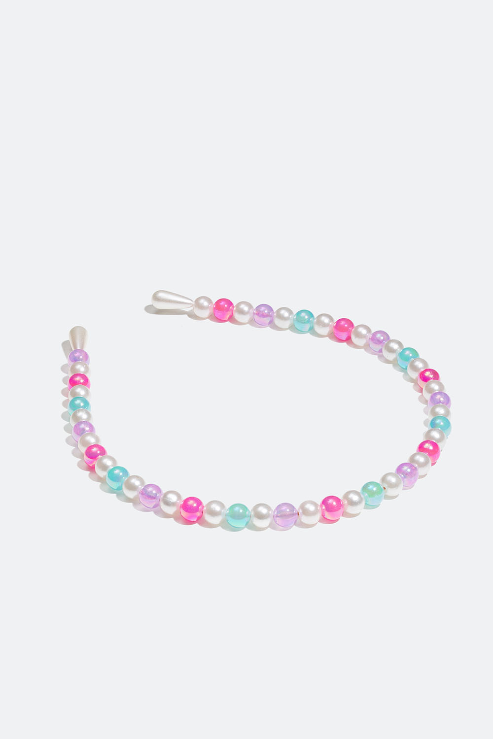 Hårbøjle med perler i forskellige farver