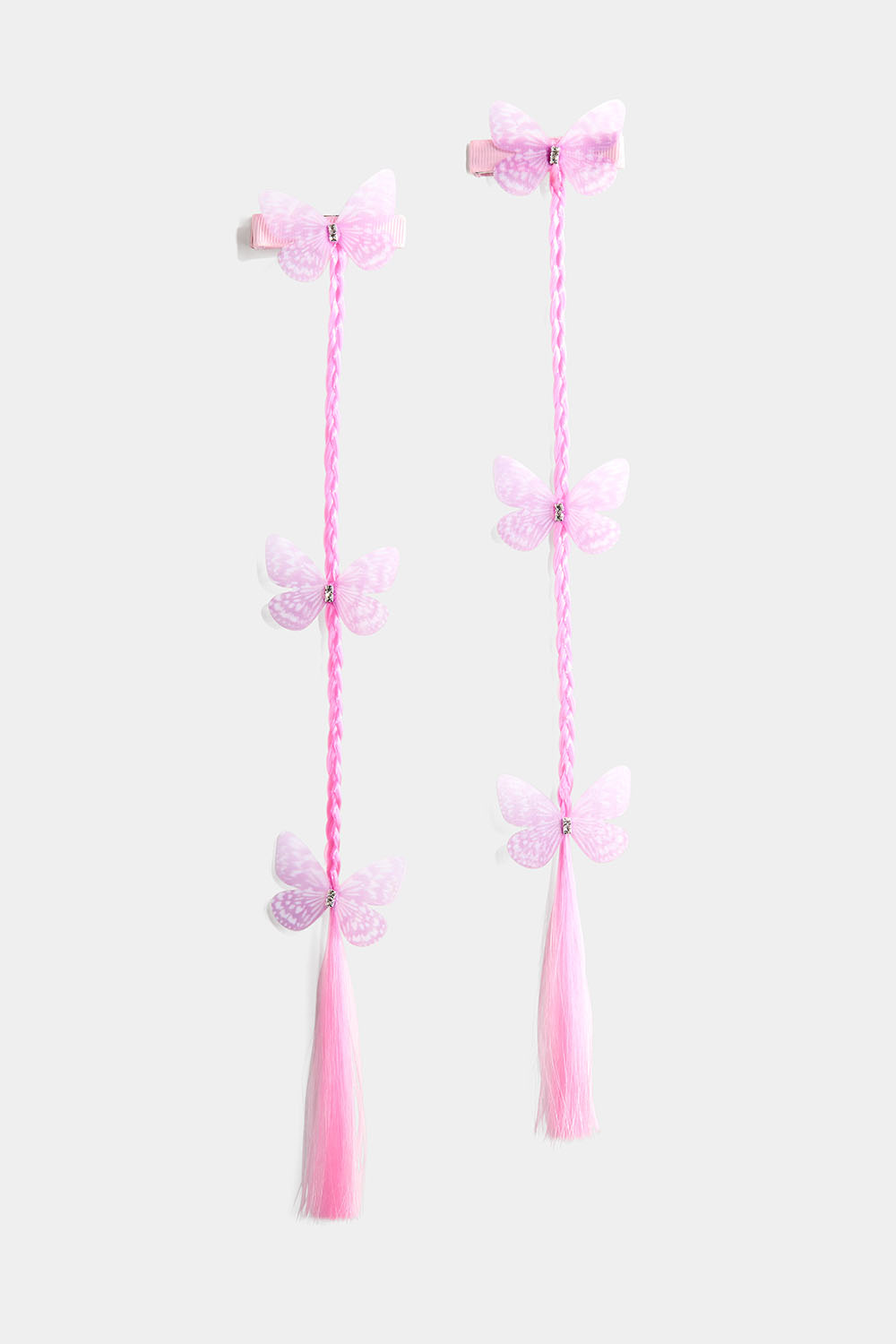 Hårspænder med fletning og sommerfugle, 2-pak