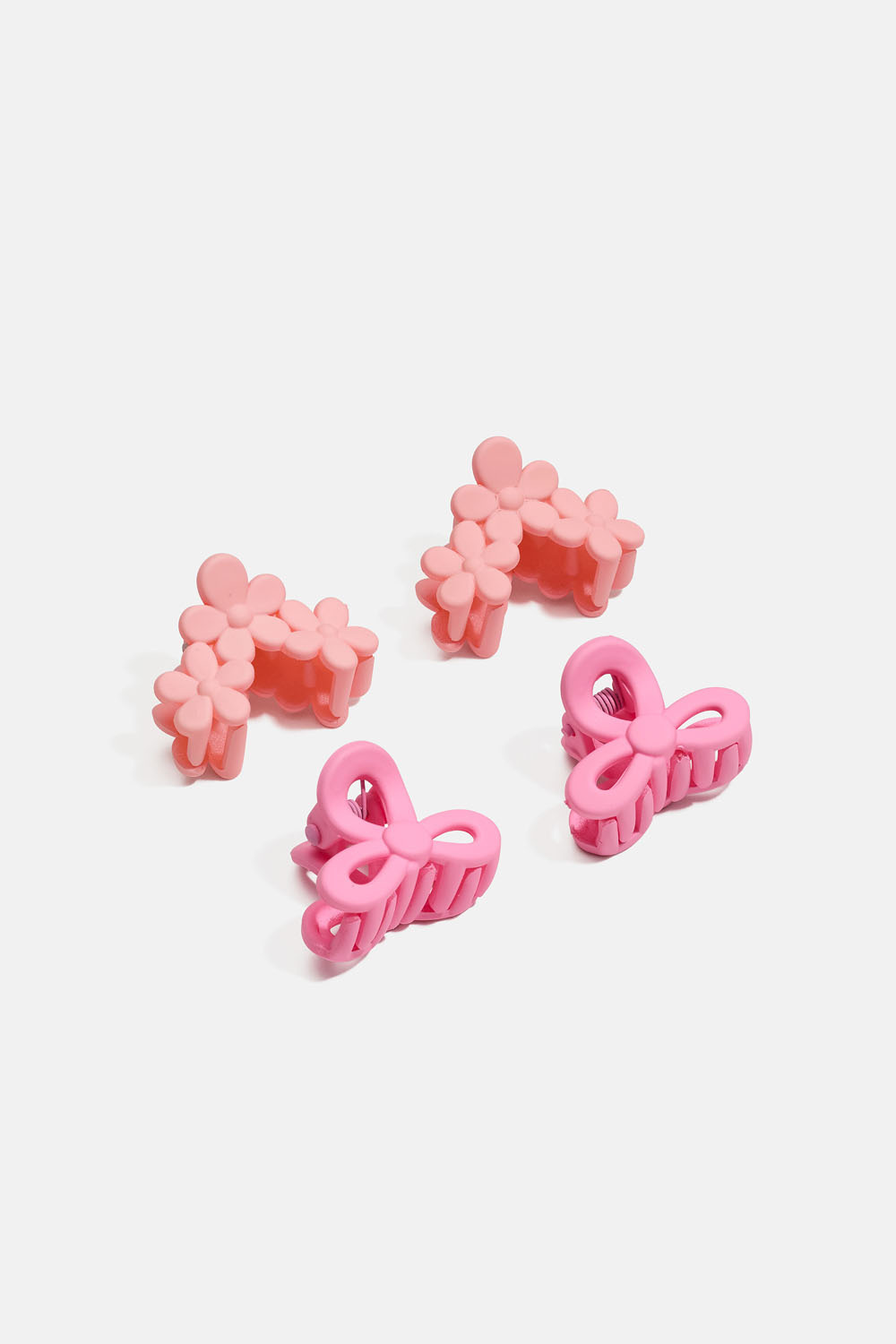 Små, lyserøde hårspænder med blomster og sløjfer, 4-pak