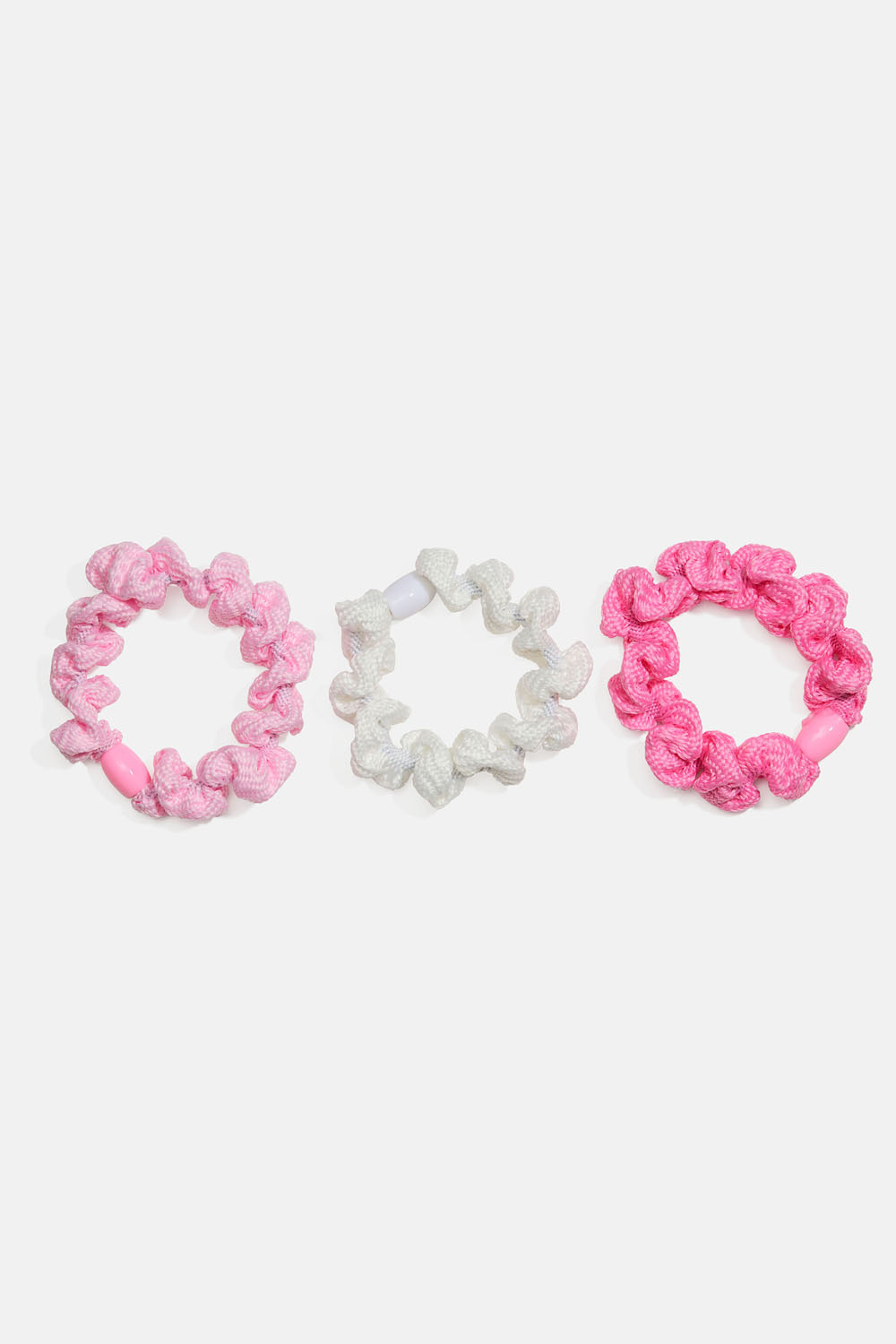Strukturerede hårelastikker i lyserød og hvid, 3-pak