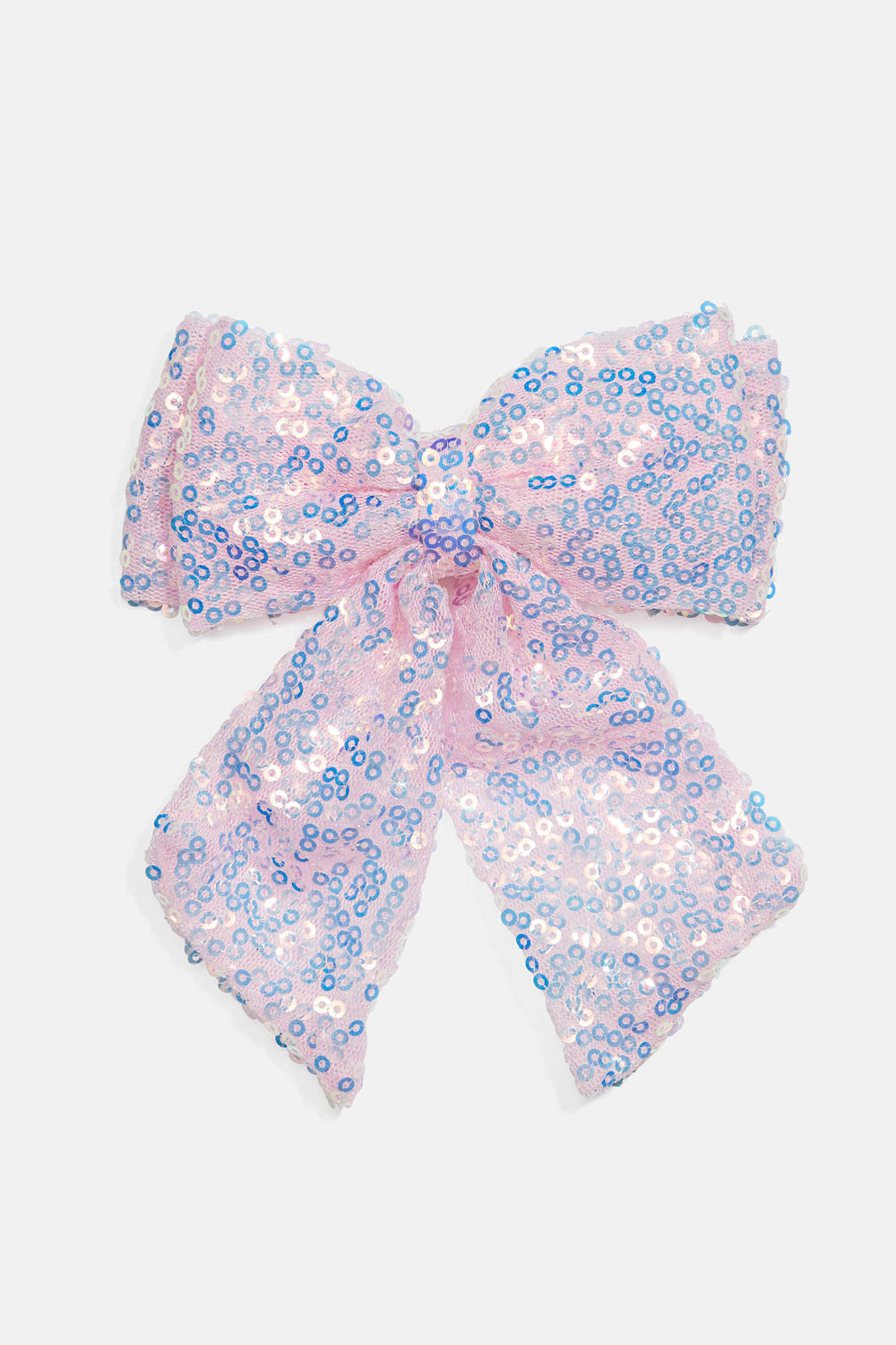 Hårspænde med lyserød sløjfe og pailletter