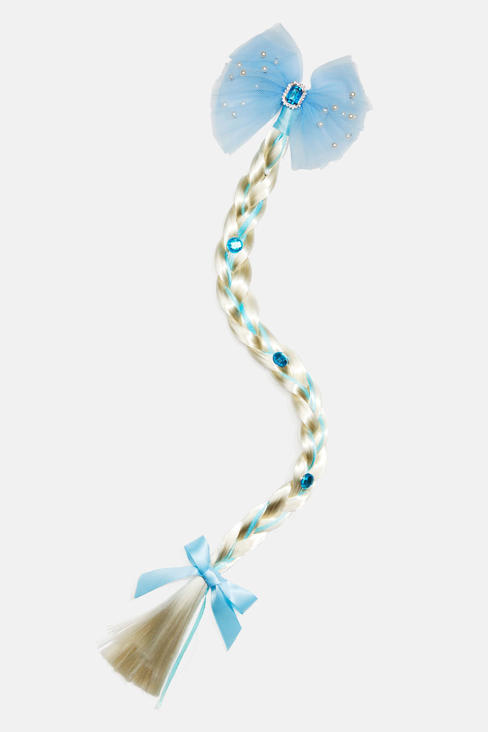 Hårspænde med blå sløjfe og fletning
