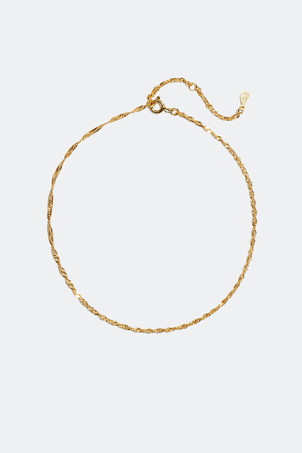 Ankelkæde forgyldt med 18 kt. guld, snoet
