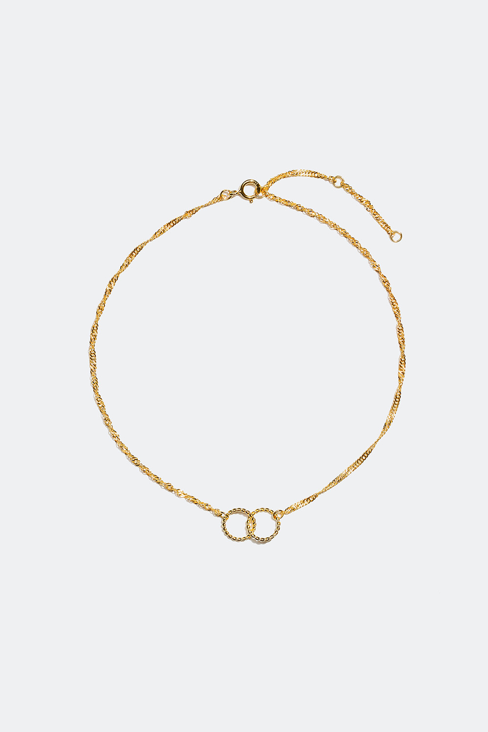Snoet ankelkæde med to ringe