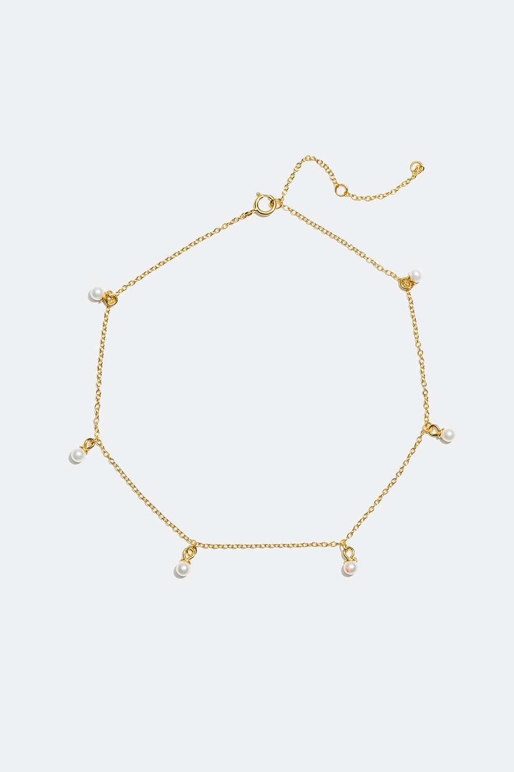 Ankelkæde med perler, forgyldt med 18 kt. guld