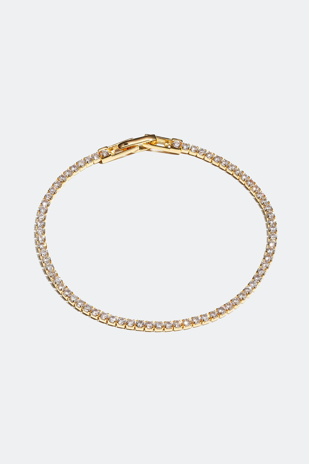 Smalt tennisarmbånd forgyldt med 18 kt. guld med kubisk zirkonia