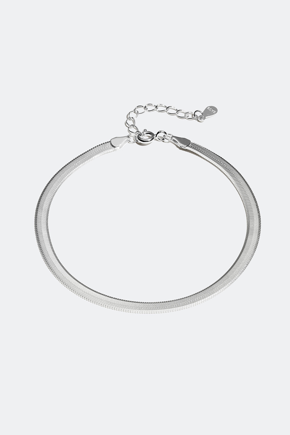 Fladt kædearmbånd i ægte sølv
