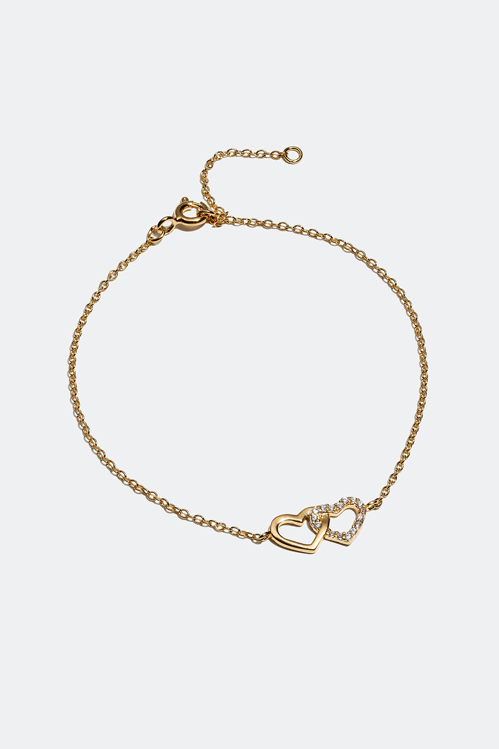 Tyndt armbånd forgyldt med 18 karat guld med hjerter