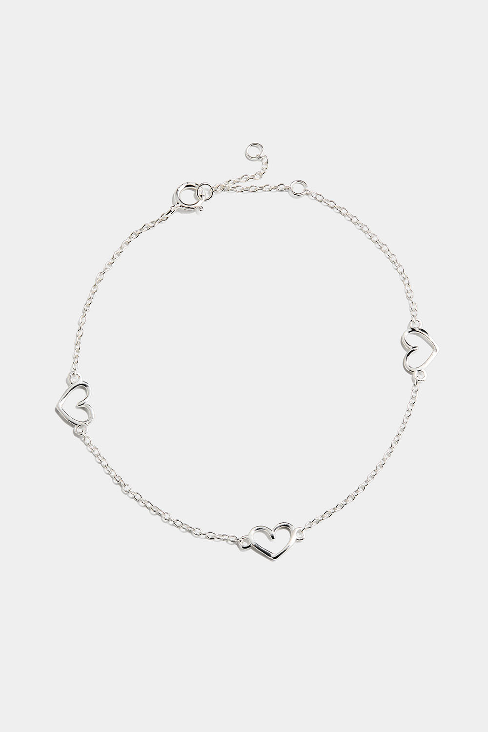 Armbånd i ægte sølv med tre hjerter