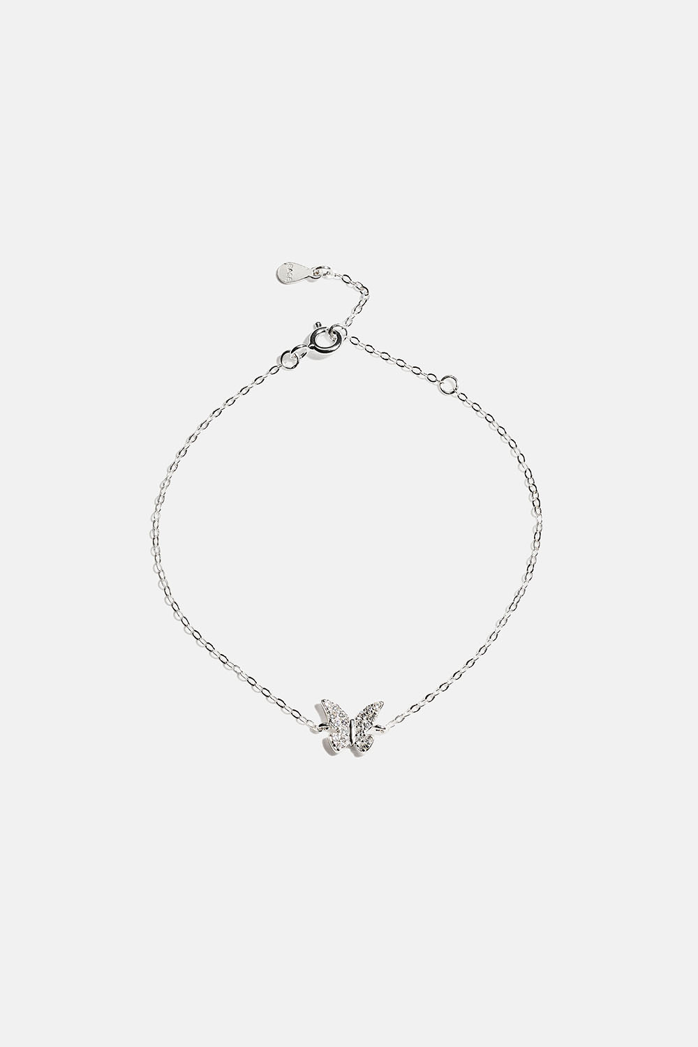 Armbånd i ægte sølv med sommerfugl og kubisk zirkonia