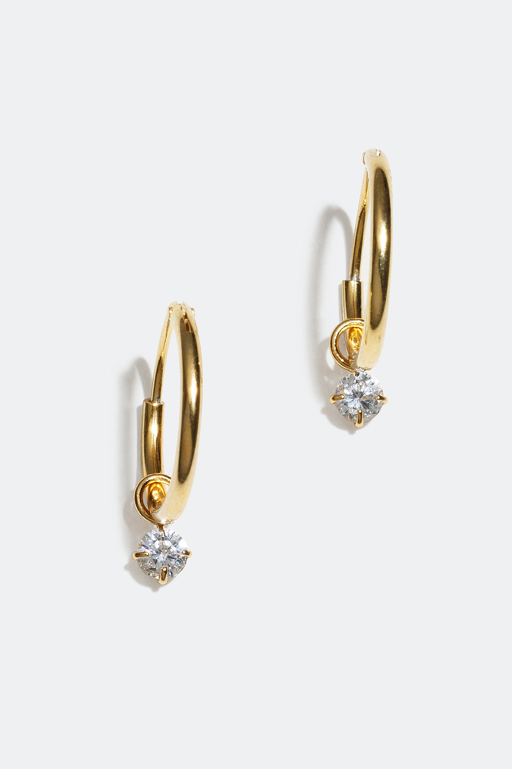 Hoops med glassten, forgyldt med 18 kt. guld, 1 cm