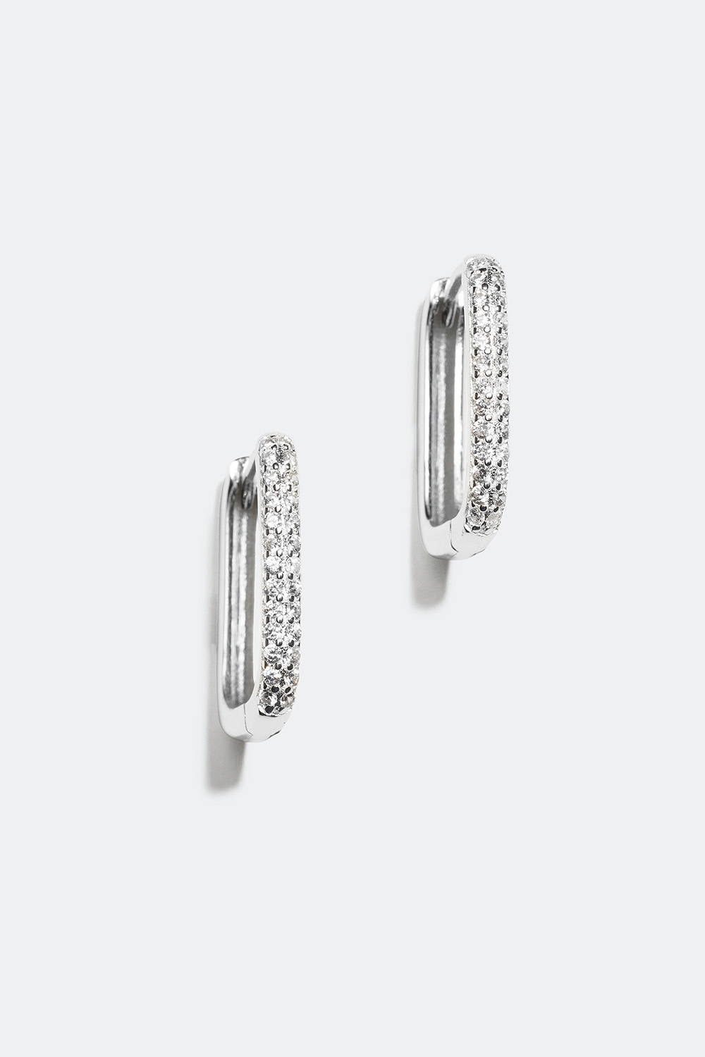 Rektangulære hoops i ægte sølv med kubisk zirkonia