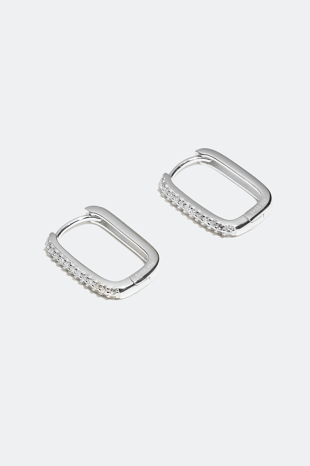 Rektangulære hoops i ægte sølv med kubisk zirkonia