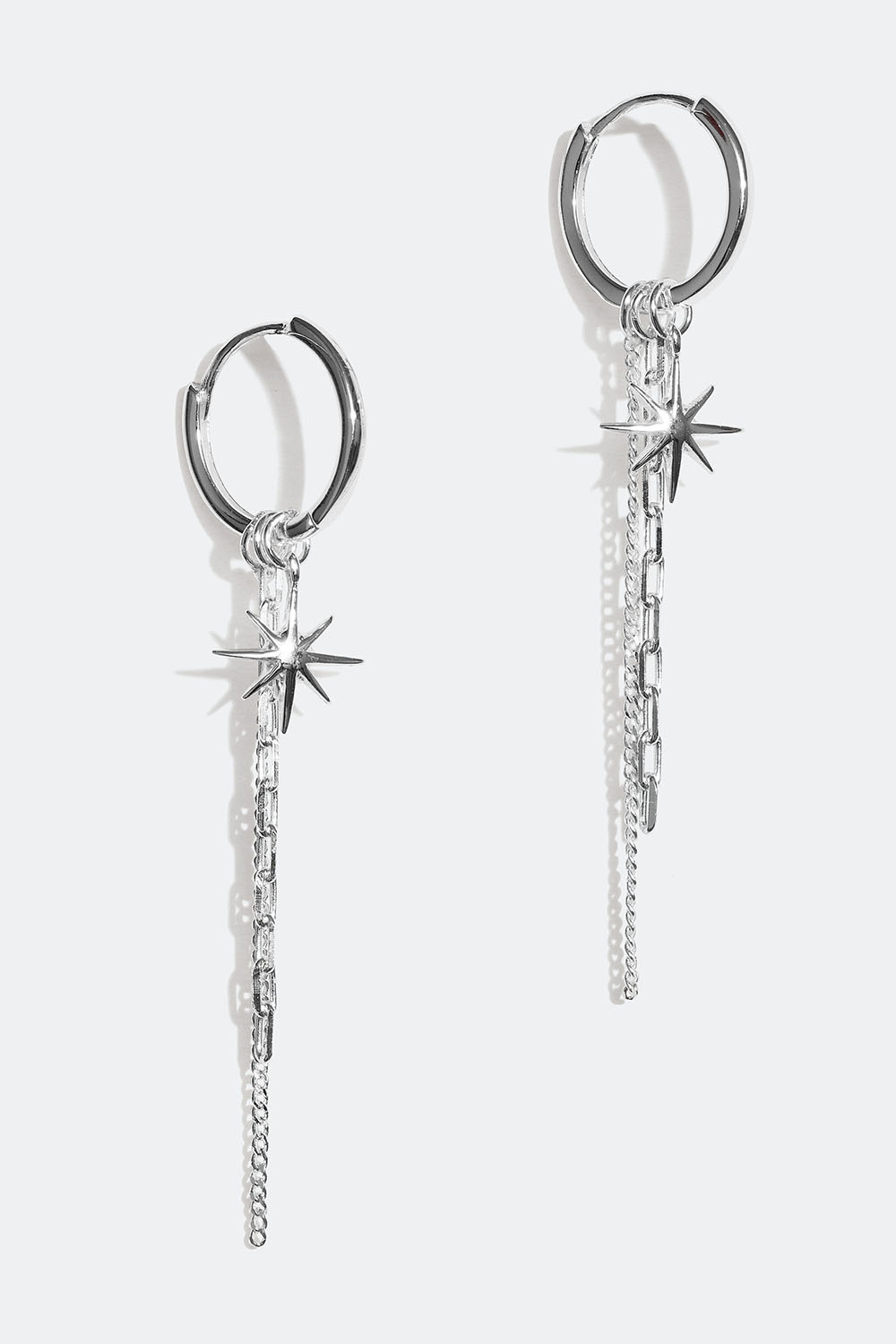 Små hoops i ægte sølv med stjerner og led