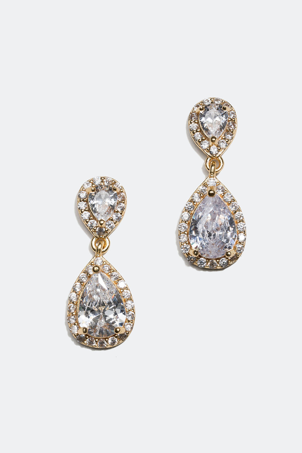 Dråbeformede øreringe i 18 karat forgyldt ægte sølv med kubisk zirkonia