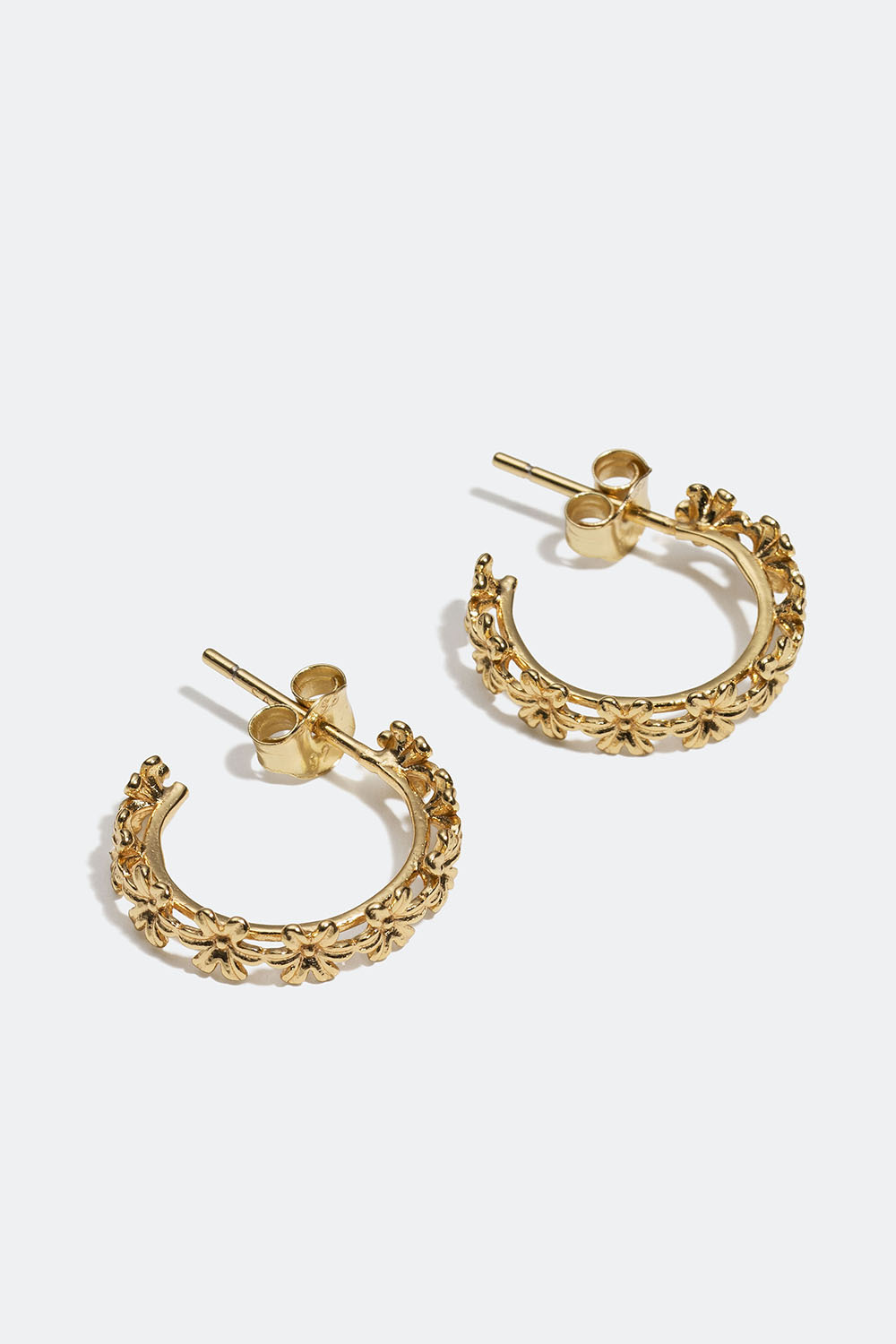 Hoops i 18 karat forgyldt ægte sølv med blomster