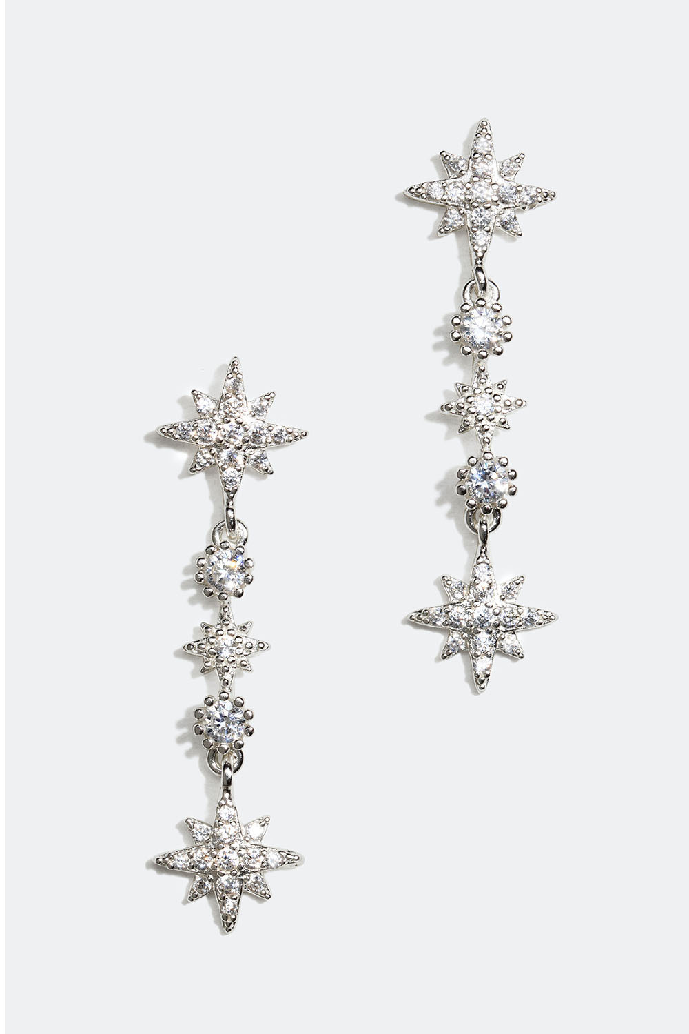 Øreringe i ægte sølv med stjerner og kubisk zirkonia