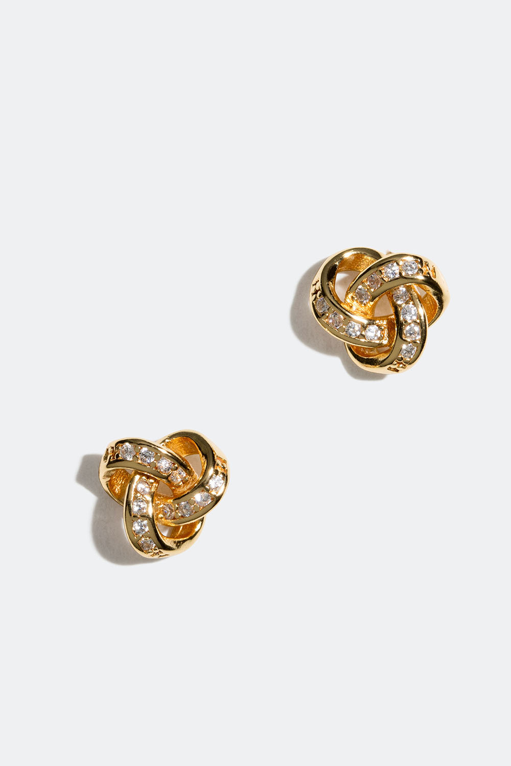 Ørestikker med knude i 18k guldbelagt sterlingsølv og kubisk zirkonia