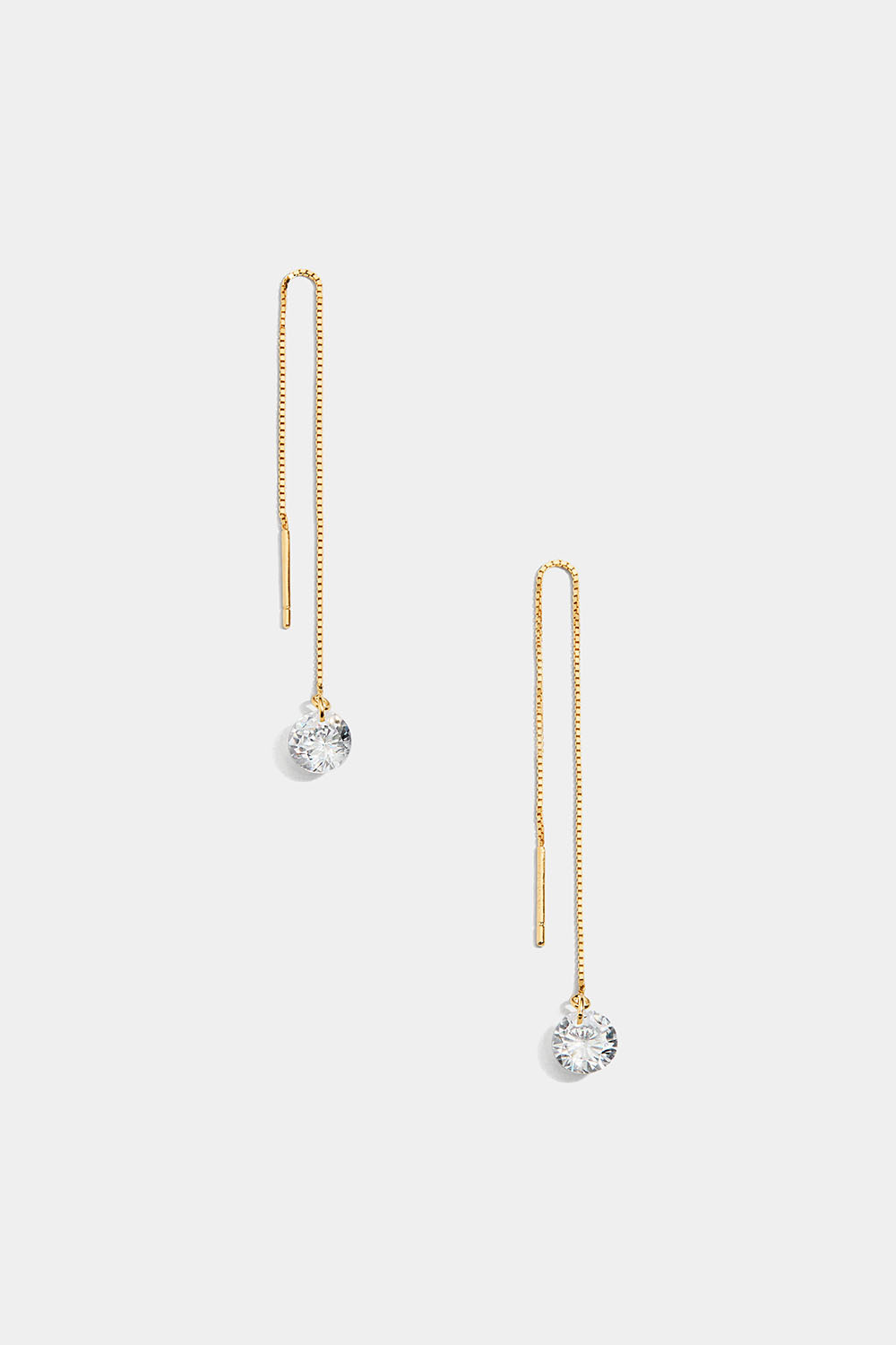 Kædeøreringe i forgyldt ægte sølv med kubisk zirkonia