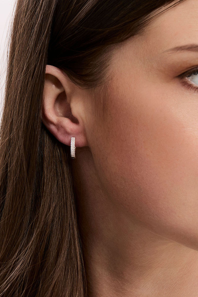 Hoops i ægte sølv med 2 rækker cubic zirconia