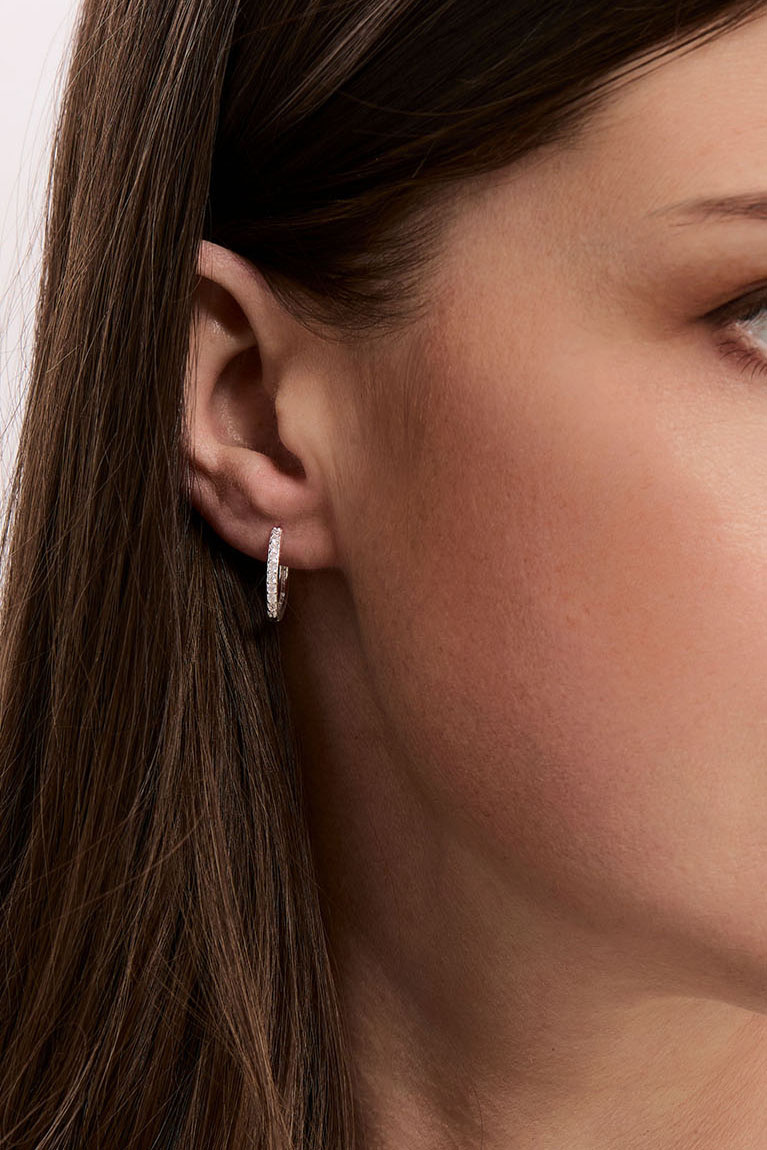 Hoops i ægte sølv med cubic zirconia