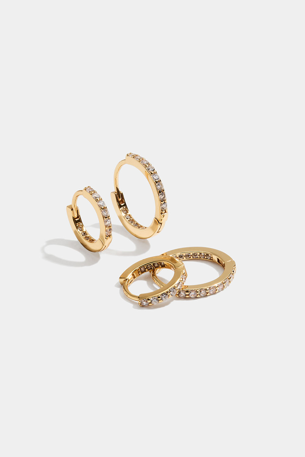 18 karat forgyldte hoops med Cubic Zirconia, 2-pak