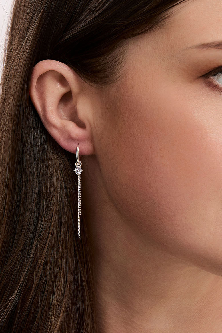 Hoops i ægte sølv med kæder og kubisk zirkonia