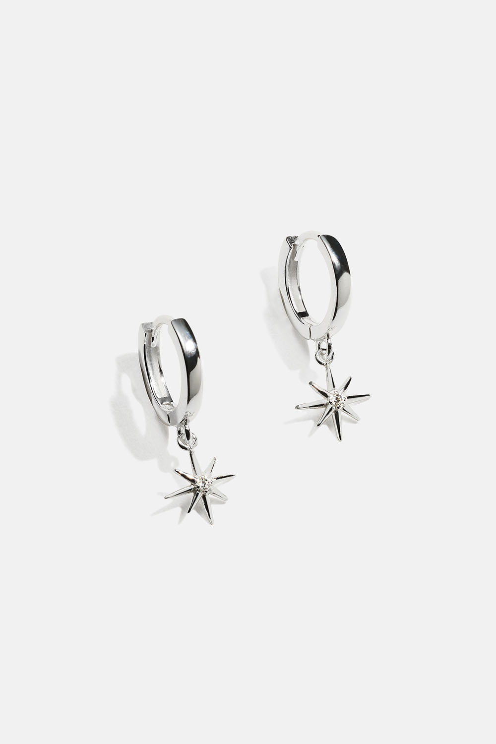 Hoops i ægte sølv med stjerner og kubisk zirkonia