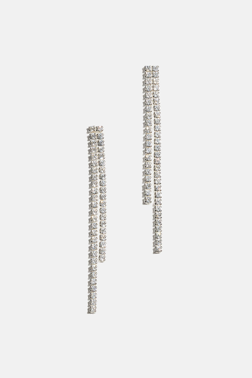 Øreringe i ægte sølv med to led i kubisk zirkonia