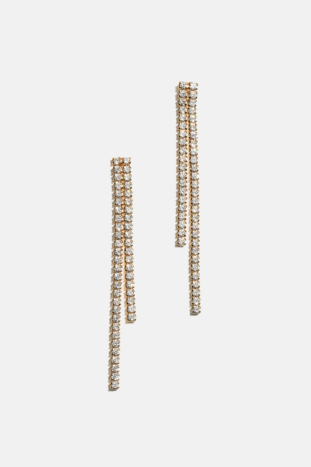 Øreringe i 18k guldpletteret ægte sølv med to led i kubisk zirkonia