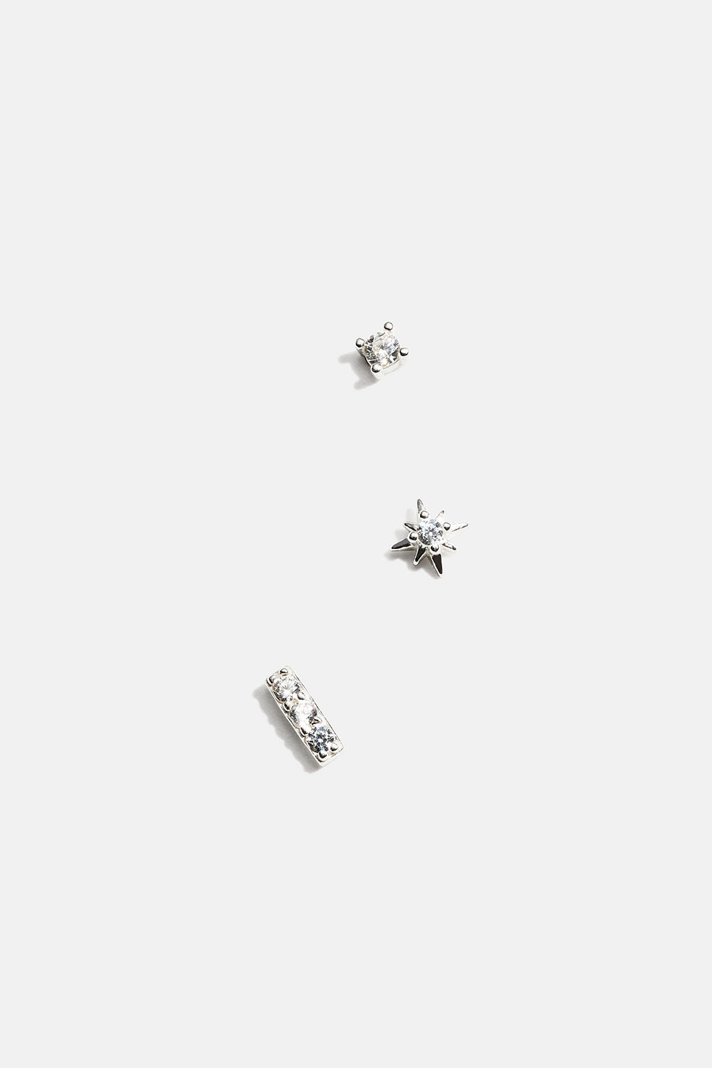 Miniørestikker i ægte sølv til flere ørepiercinger med kubisk zirkonia