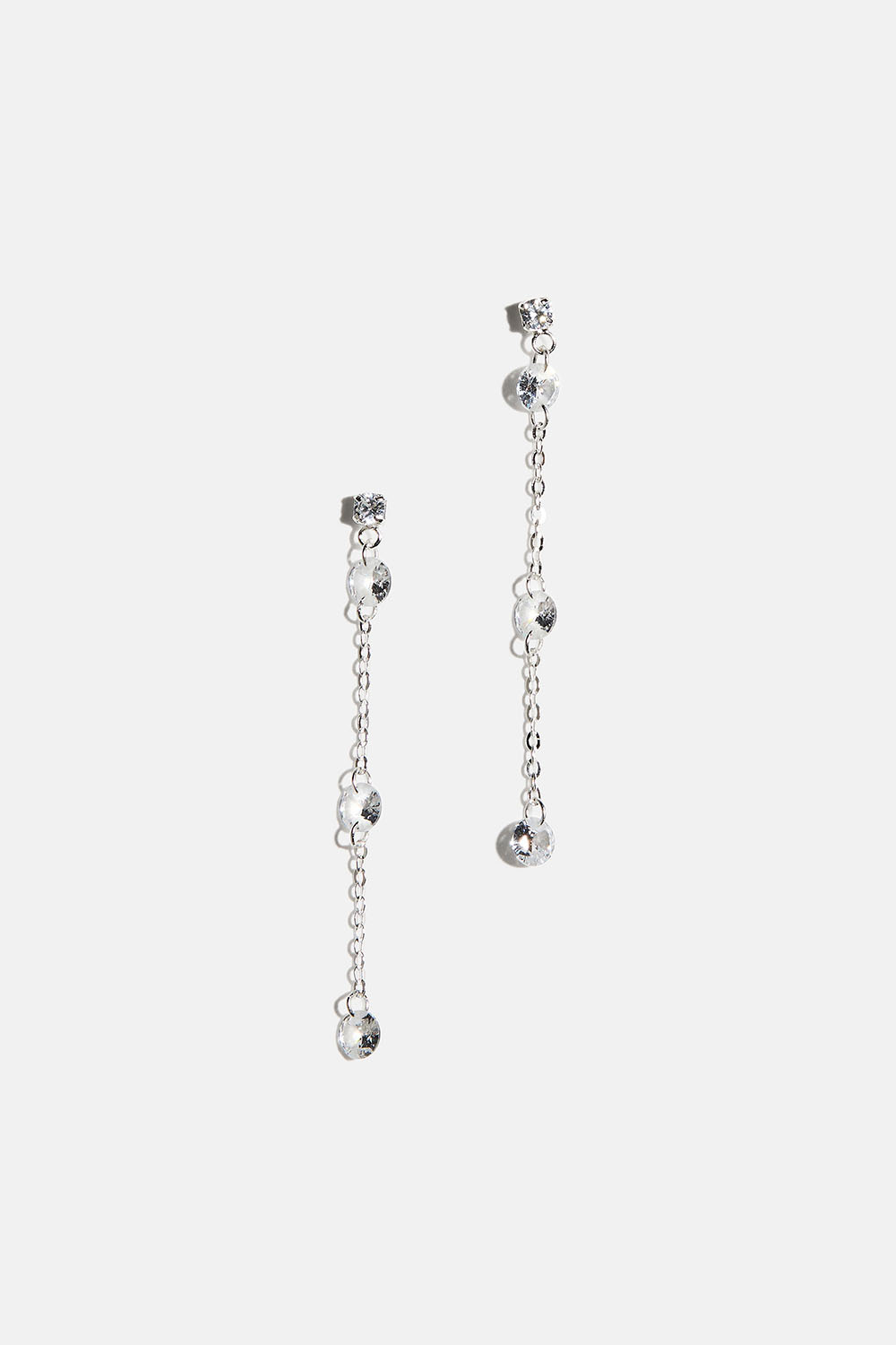 Øreringe i ægte sølv med led og runde kubisk zirkonia