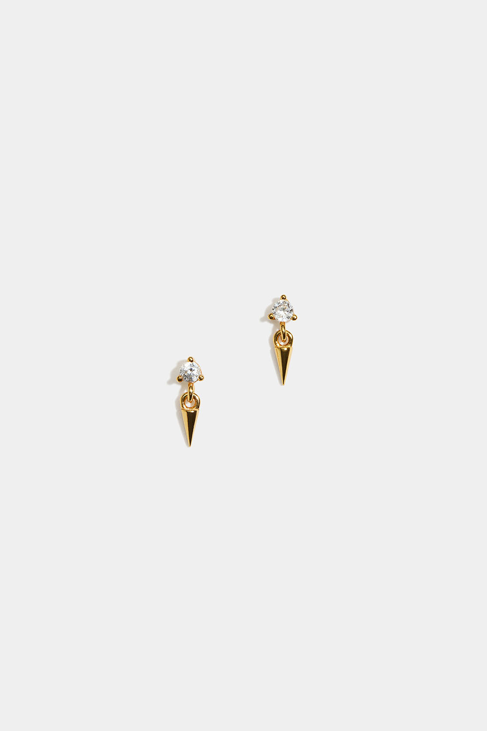Små 18 karat forgyldte øreringe i ægte sølv med Cubic Zirconia og nittevedhæng