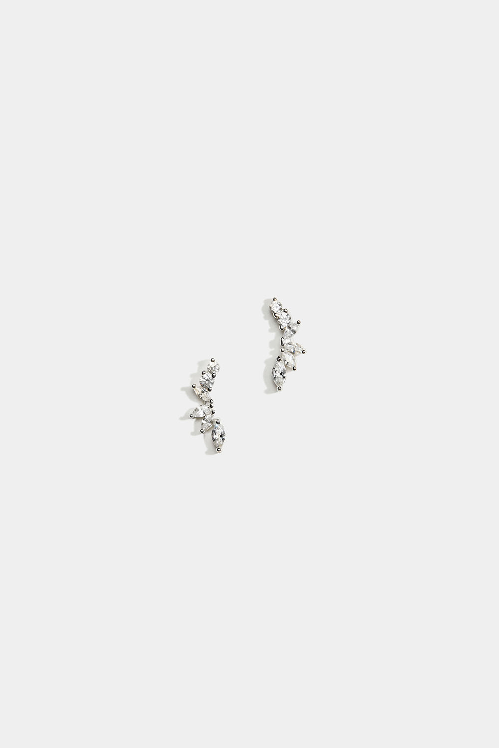 Små aflange øreringe i ægte sølv med Cubic Zirconia