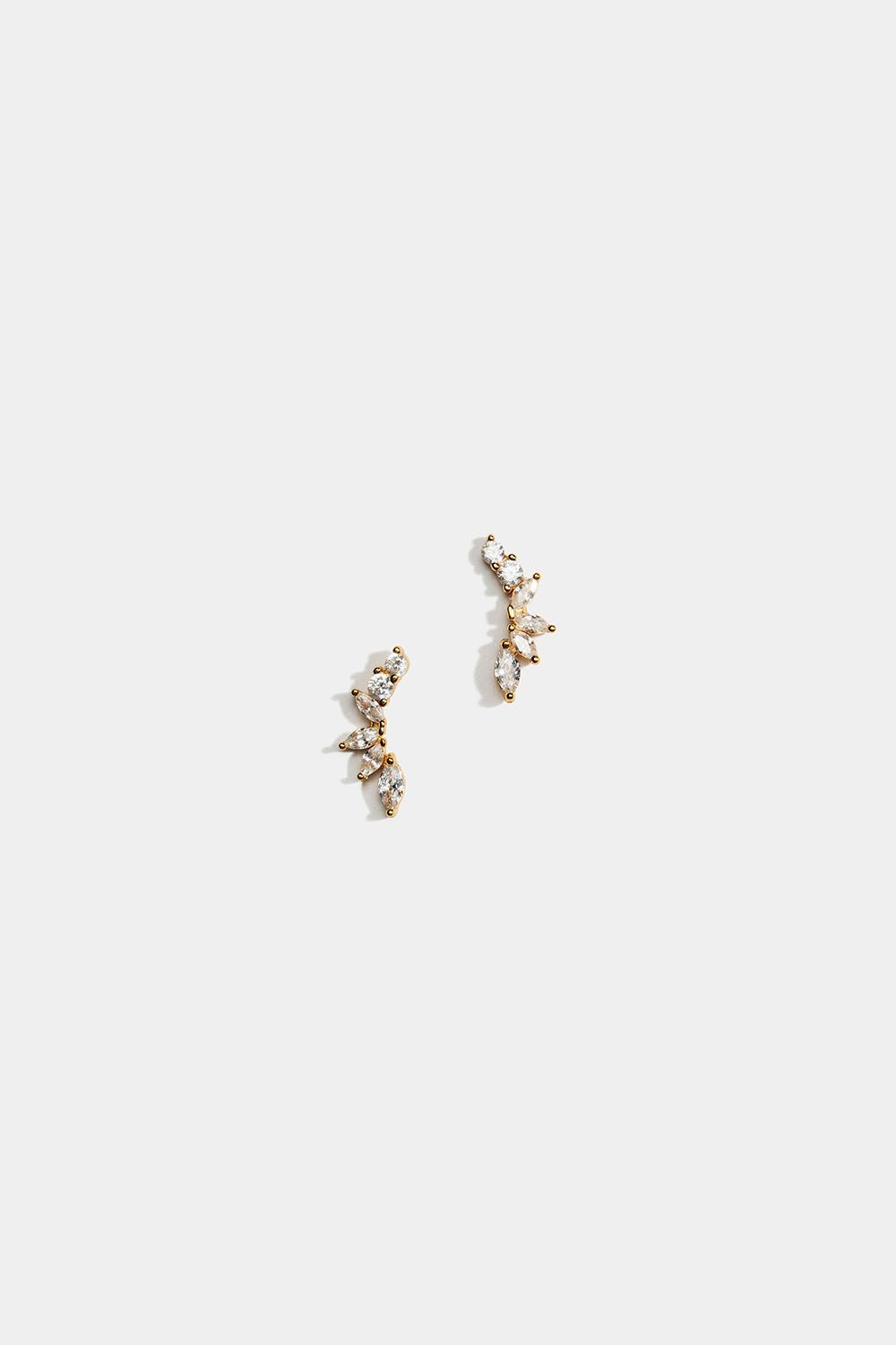 Små aflange øreringe i 18k forgyldt ægte sølv med Cubic Zirconia